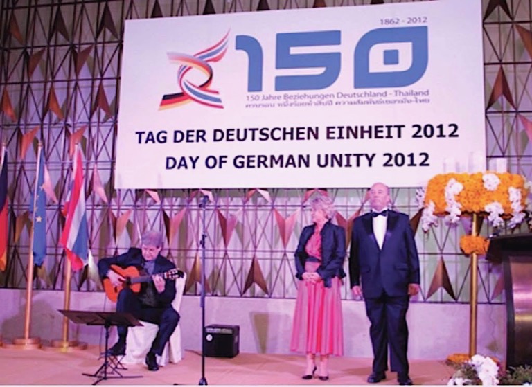 Performing the Royal and National anthems in the presence of HE German Secretary of State Cornelia Pieper